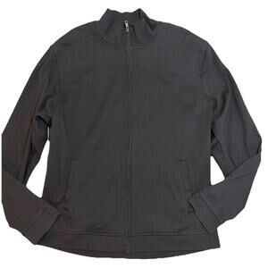 Alfani Slim Fit Black Zip Up Jacket Mens Elbow Patch Cotton Blend